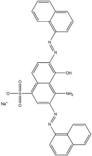 4-Amino-5-hydroxy-3,6-bis[(1-naphthalenyl)azo]naphthalene-1-sulfonic acid sodium salt 结构式