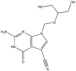 2-Amino-3,4-dihydro-7-(2-hydroxy-1-hydroxymethylethoxymethyl)-4-oxo-7H-pyrrolo[2,3-d]pyrimidine-5-carbonitrile Structure