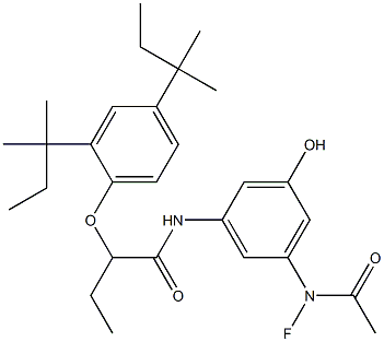 3-(N-Fluoro-N-acetylamino)-5-[2-(2,4-di-tert-amylphenoxy)butyrylamino]phenol 结构式