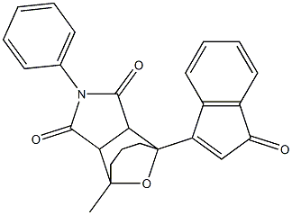 Hexahydro-4-(1-oxo-1H-inden-3-yl)-8-methyl-4,8-epoxy-2-phenylcyclohepta[c]pyrrole-1,3(2H,3aH)-dione|