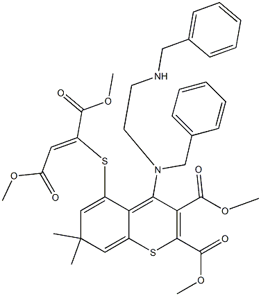 4-[Benzyl[2-(benzylamino)ethyl]amino]-5-[[(Z)-1,2-bis(methoxycarbonyl)ethenyl]thio]-7,7-dimethyl-7H-1-benzothiopyran-2,3-dicarboxylic acid dimethyl ester Structure