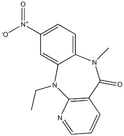 1-Ethyl-5-methyl-8-nitro-2,3-(1-aza-1,3-butadiene-1,4-diyl)-1H-1,5-benzodiazepine-4(5H)-one Struktur