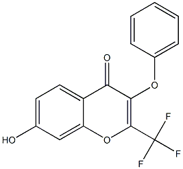 3-フェノキシ-7-ヒドロキシ-2-トリフルオロメチル-4H-1-ベンゾピラン-4-オン 化学構造式