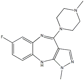 1-Methyl-4-(4-methylpiperazin-1-yl)-7-fluoro-1,10-dihydropyrazolo[3,4-b][1,5]benzodiazepine Structure