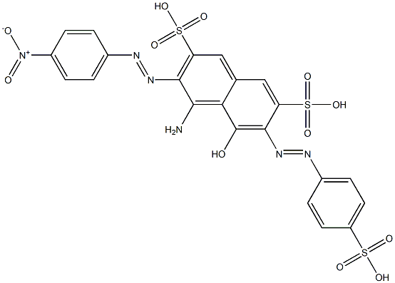 4-Amino-5-hydroxy-3-[(4-nitrophenyl)azo]-6-[(4-sulfophenyl)azo]-2,7-naphthalenedisulfonic acid 结构式