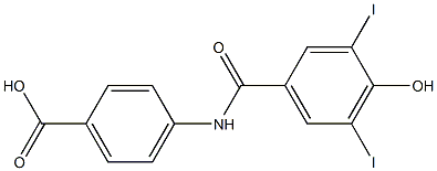 4-[(3,5-ジヨード-4-ヒドロキシベンゾイル)アミノ]安息香酸 化学構造式