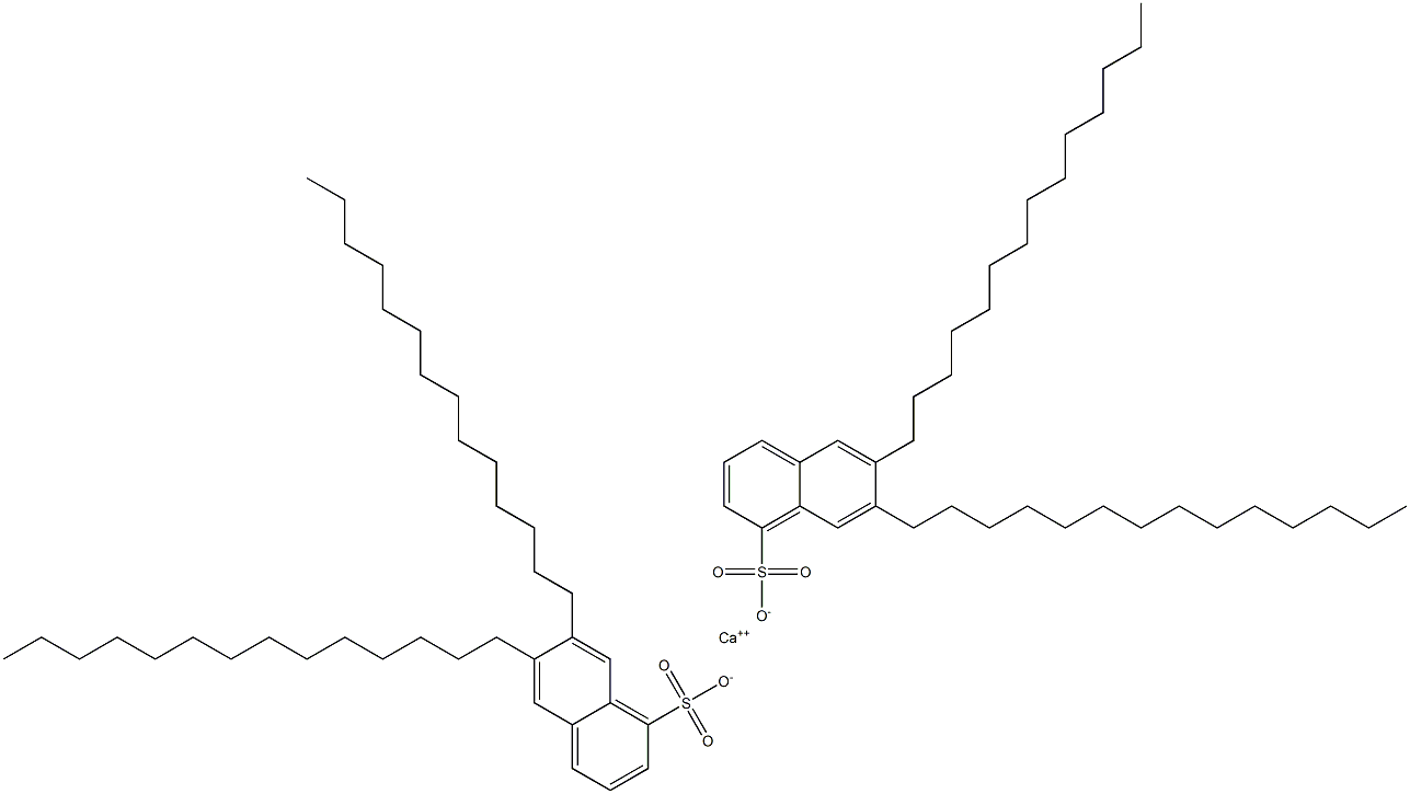 Bis(6,7-ditetradecyl-1-naphthalenesulfonic acid)calcium salt,,结构式