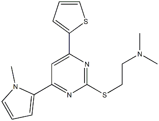 2-(2-Dimethylaminoethylthio)-4-(1-methyl-1H-pyrrol-2-yl)-6-(2-thienyl)pyrimidine 结构式