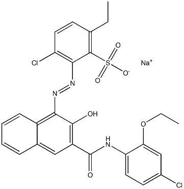 3-Chloro-6-ethyl-2-[[3-[[(4-chloro-2-ethoxyphenyl)amino]carbonyl]-2-hydroxy-1-naphtyl]azo]benzenesulfonic acid sodium salt Structure