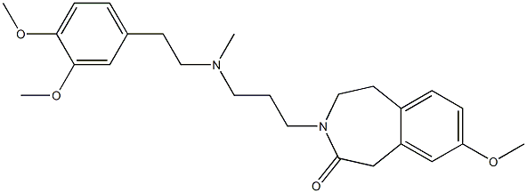 4,5-ジヒドロ-8-メトキシ-3-[3-[N-メチル-2-(3,4-ジメトキシフェニル)エチルアミノ]プロピル]-1H-3-ベンゾアゼピン-2(3H)-オン 化学構造式