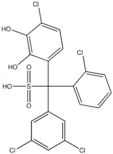 (2-クロロフェニル)(3,5-ジクロロフェニル)(4-クロロ-2,3-ジヒドロキシフェニル)メタンスルホン酸 化学構造式
