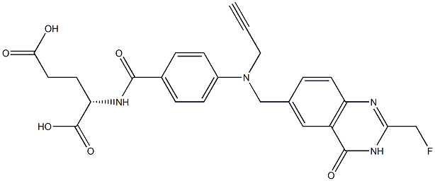 (2S)-2-[4-[N-[(3,4-Dihydro-2-fluoromethyl-4-oxoquinazolin)-6-ylmethyl]-N-(2-propynyl)amino]benzoylamino]glutaric acid Struktur
