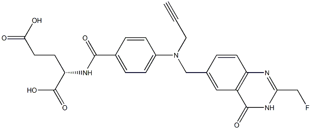 (2S)-2-[4-[N-[(3,4-Dihydro-2-fluoromethyl-4-oxoquinazolin)-6-ylmethyl]-N-(2-propynyl)amino]benzoylamino]glutaric acid Structure