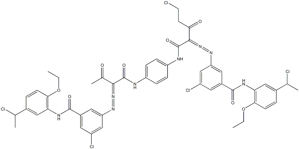 3,3'-[2-(Chloromethyl)-1,4-phenylenebis[iminocarbonyl(acetylmethylene)azo]]bis[N-[3-(1-chloroethyl)-6-ethoxyphenyl]-5-chlorobenzamide] Structure