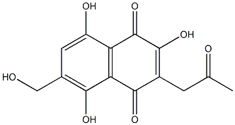 2,5,8-Trihydroxy-6-hydroxymethyl-3-(2-oxopropyl)-1,4-naphthoquinone 结构式