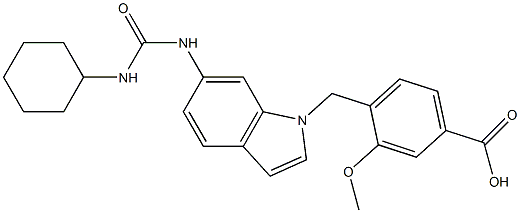 4-[6-[3-Cyclohexylureido]-1H-indol-1-ylmethyl]-3-methoxybenzoic acid Struktur