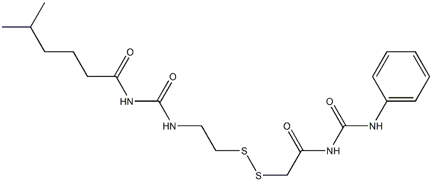 [2-オキソ-2-[(フェニルカルバモイル)アミノ]エチル][2-[[(1-オキソ-5-メチルヘキシル)カルバモイル]アミノ]エチル]ペルスルフィド 化学構造式
