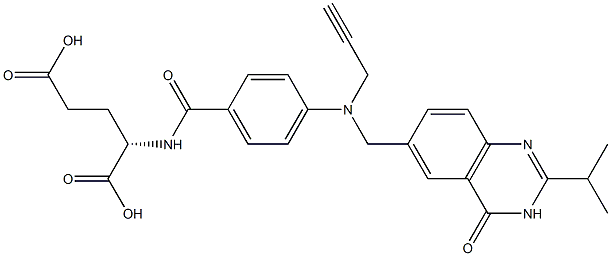 (2S)-2-[4-[N-[(3,4-Dihydro-2-isopropyl-4-oxoquinazolin)-6-ylmethyl]-N-(2-propynyl)amino]benzoylamino]glutaric acid Structure