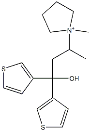 1-[3-Hydroxy-1-methyl-3,3-di(3-thienyl)propyl]-1-methylpyrrolidin-1-ium Struktur
