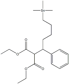 [1-Phenyl-5-(trimethylstannyl)pentyl]malonic acid diethyl ester,,结构式