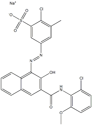 2-Chloro-3-methyl-5-[[3-[[(2-chloro-6-methoxyphenyl)amino]carbonyl]-2-hydroxy-1-naphtyl]azo]benzenesulfonic acid sodium salt 结构式