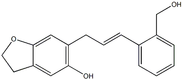 2,3-ジヒドロ-6-[(E)-3-(2-ヒドロキシメチルフェニル)-2-プロペニル]ベンゾフラン-5-オール 化学構造式
