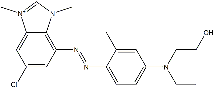 5-クロロ-7-[[4-[エチル(2-ヒドロキシエチル)アミノ]-2-メチルフェニル]アゾ]-1,3-ジメチル-1H-ベンゾイミダゾール-3-イウム 化学構造式