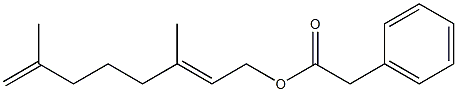フェニル酢酸3,7-ジメチル-2,7-オクタジエニル 化学構造式