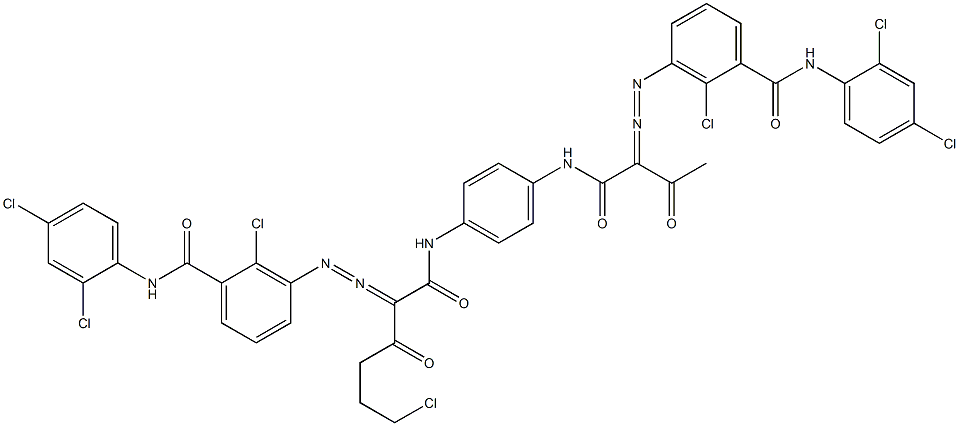 3,3'-[2-(2-クロロエチル)-1,4-フェニレンビス[イミノカルボニル(アセチルメチレン)アゾ]]ビス[N-(2,4-ジクロロフェニル)-2-クロロベンズアミド] 化学構造式
