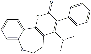 3-フェニル-4-(ジメチルアミノ)-5,6-ジヒドロ-2H-[1]ベンゾチエピノ[5,4-b]ピラン-2-オン 化学構造式