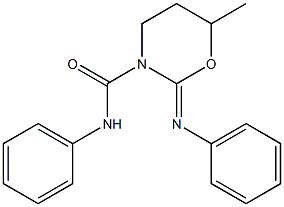 2-フェニルイミノ-3-(フェニルアミノカルボニル)-6-メチルテトラヒドロ-2H-1,3-オキサジン 化学構造式
