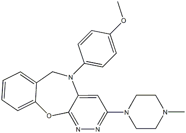 5,6-ジヒドロ-5-(p-メトキシフェニル)-3-(4-メチル-1-ピペラジニル)ピリダジノ[3,4-b][1,4]ベンゾオキサゼピン 化学構造式