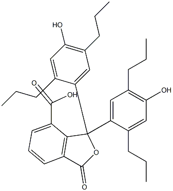1,3-ジヒドロ-1,1-ビス(4-ヒドロキシ-2,5-ジプロピルフェニル)-3-オキソイソベンゾフラン-7-カルボン酸 化学構造式