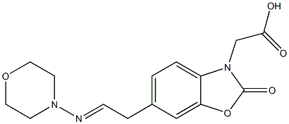 2-[[2,3-ジヒドロ-2-オキソ-6-[2-(モルホリノイミノ)エチル]ベンゾオキサゾール]-3-イル]酢酸 化学構造式