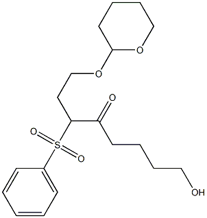 3-(フェニルスルホニル)-1-[(テトラヒドロ-2H-ピラン)-2-イルオキシ]-8-ヒドロキシ-4-オクタノン 化学構造式