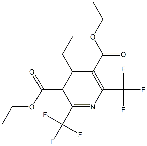 3,4-ジヒドロ-2,6-ビス(トリフルオロメチル)-4-エチルピリジン-3,5-ジカルボン酸ジエチル 化学構造式