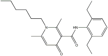 1-Hexyl-1,4-dihydro-2,6-dimethyl-N-(2,6-diethylphenyl)-4-oxopyridine-3-carboxamide Struktur