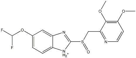 5-(Difluoromethoxy)-2-[[(3,4-dimethoxy-2-pyridinyl)methyl]sulfinyl]-1H-benzimidazole-1-cation,,结构式