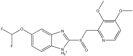 5-(Difluoromethoxy)-2-[[(3,4-dimethoxy-2-pyridinyl)methyl]sulfinyl]-1H-benzimidazole-1-cation Structure