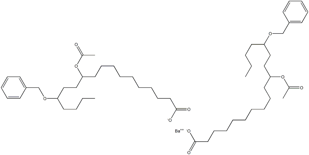 Bis(14-benzyloxy-11-acetyloxystearic acid)barium salt,,结构式