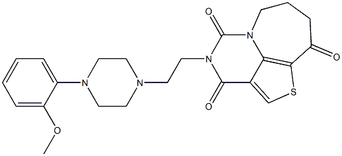 6,7-Dihydro-4-[2-[[4-(2-methoxyphenyl)piperazin]-1-yl]ethyl]-5H-4,5a-diaza-1-thia-1H-benz[cd]azulene-3,5,9(4H,8H)-trione Struktur