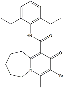 3-Bromo-2,6,7,8,9,10-hexahydro-4-methyl-2-oxo-N-(2,6-diethylphenyl)pyrido[1,2-a]azepine-1-carboxamide,,结构式