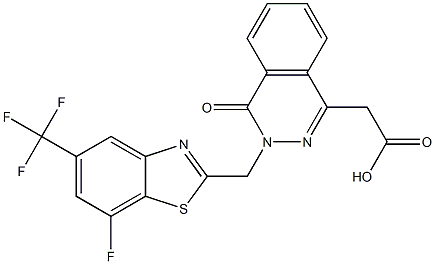 3-[(7-Fluoro-5-trifluoromethyl-2-benzothiazolyl)methyl]-3,4-dihydro-4-oxophthalazine-1-acetic acid Struktur