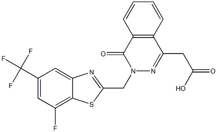 3-[(7-Fluoro-5-trifluoromethyl-2-benzothiazolyl)methyl]-3,4-dihydro-4-oxophthalazine-1-acetic acid 结构式