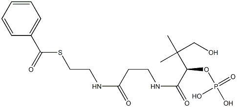 [R,(+)]-4-Hydroxy-2-phosphonooxy-N-[2-[(2-benzoylthioethyl)carbamoyl]ethyl]-3,3-dimethylbutyramide Structure