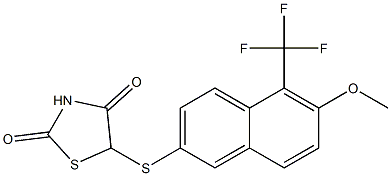 5-(5-Trifluoromethyl-6-methoxy-2-naphthalenylthio)thiazolidine-2,4-dione,,结构式