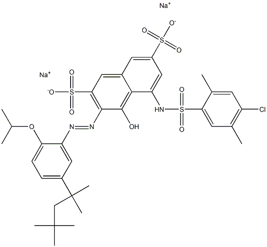 5-[[(4-Chloro-2,5-dimethylphenyl)sulfonyl]amino]-4-hydroxy-3-[[2-(isopropyloxy)-5-(1,1,3,3-tetramethylbutyl)phenyl]azo]-2,7-naphthalenedisulfonic acid disodium salt 结构式