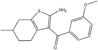 2-アミノ-3-(3-メトキシベンゾイル)-6-メチル-4,5,6,7-テトラヒドロベンゾ[b]チオフェン 化学構造式