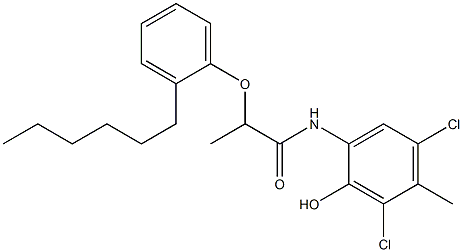 2-[2-(2-Hexylphenoxy)propanoylamino]-4,6-dichloro-5-methylphenol 结构式