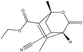(1R,4S)-8-シアノ-1,5-ジメチル-3-オキソ-2-オキサビシクロ[2.2.2]オクタ-5-エン-6-カルボン酸エチル 化学構造式